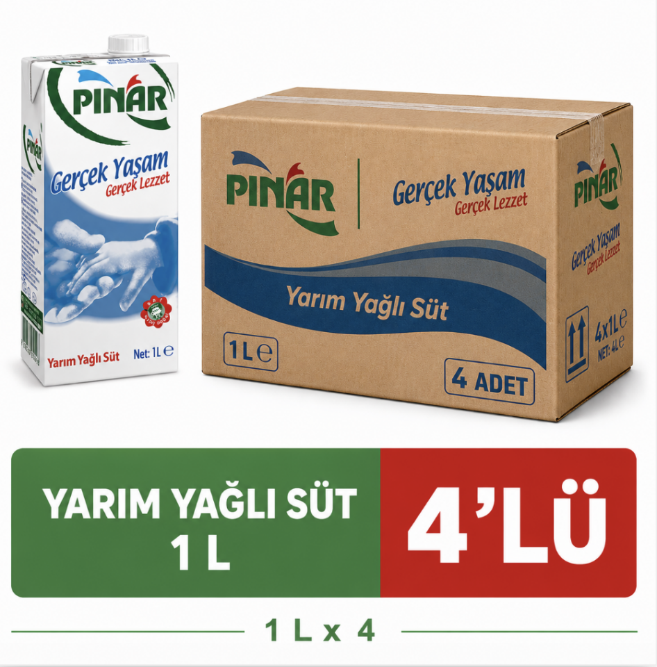 SÜT YARIM YAĞLI %1 4'LÜ 1/1