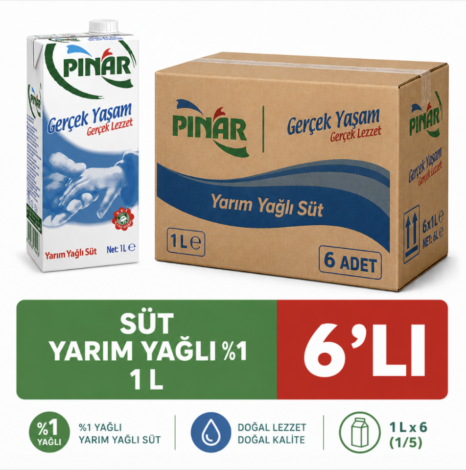 SÜT YARIM YAĞLI %1 6'LI 1/5